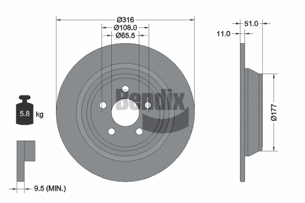 BDS1557 BENDIX Braking Тормозной диск (фото 1)