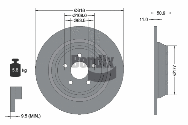 BDS1560 BENDIX Braking Тормозной диск (фото 1)