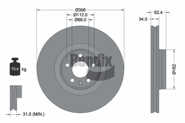 BDS1570HC BENDIX Braking Тормозной диск (фото 1)