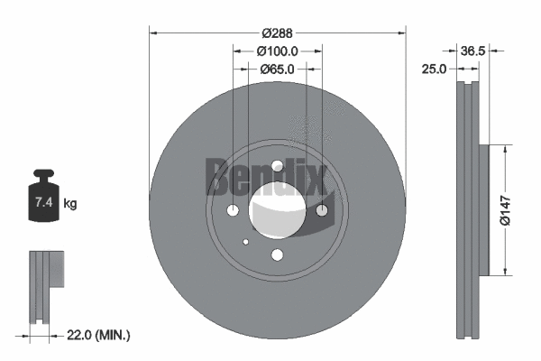 BDS1587 BENDIX Braking Тормозной диск (фото 1)
