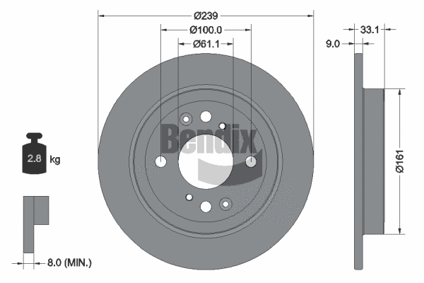 BDS1593 BENDIX Braking Тормозной диск (фото 1)