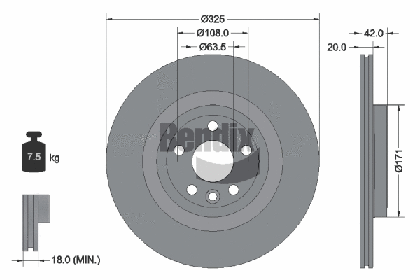 BDS1611HC BENDIX Braking Тормозной диск (фото 1)