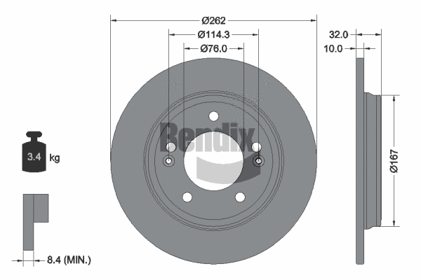 BDS1612 BENDIX Braking Тормозной диск (фото 1)