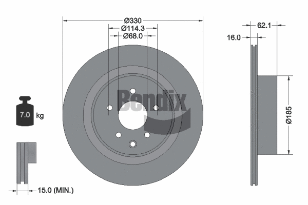 BDS1627 BENDIX Braking Тормозной диск (фото 1)