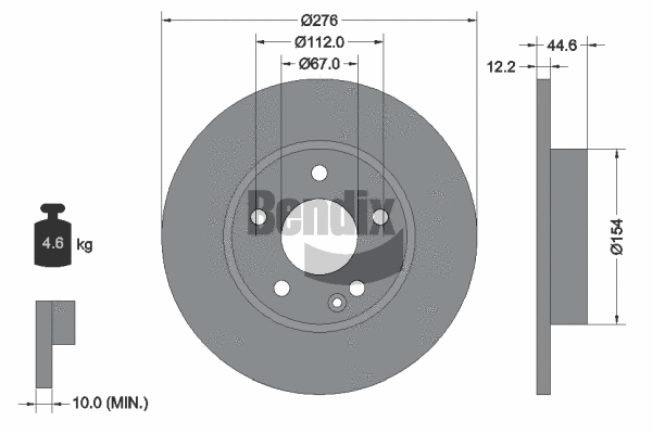 BDS1638 BENDIX Braking Тормозной диск (фото 1)