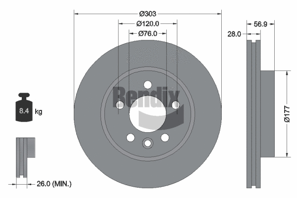 BDS1641 BENDIX Braking Тормозной диск (фото 1)