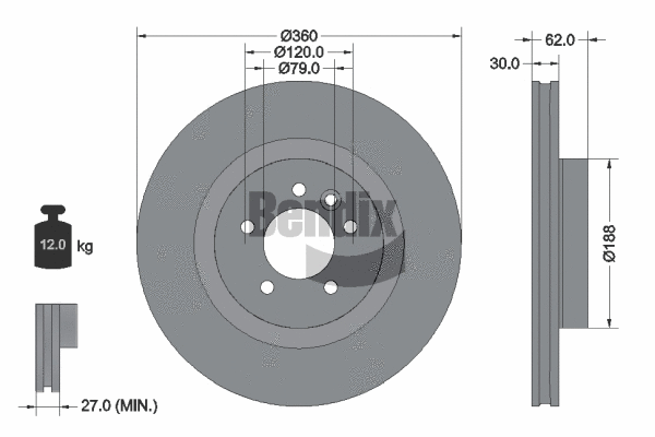 BDS1653 BENDIX Braking Тормозной диск (фото 1)