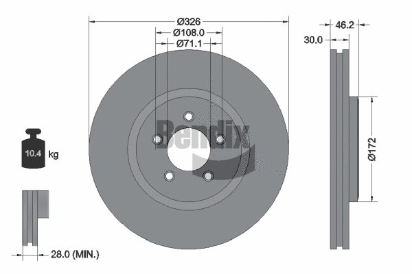 BDS1707HC BENDIX Braking Тормозной диск (фото 1)