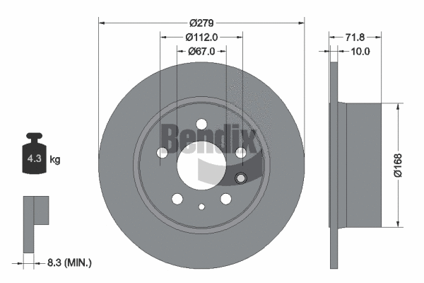 BDS1712 BENDIX Braking Тормозной диск (фото 1)