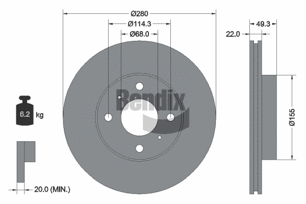 BDS1719 BENDIX Braking Тормозной диск (фото 1)