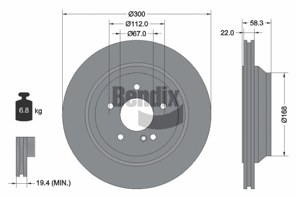 BDS1726 BENDIX Braking Тормозной диск (фото 1)