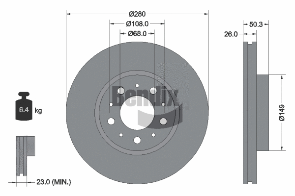 BDS1730 BENDIX Braking Тормозной диск (фото 1)