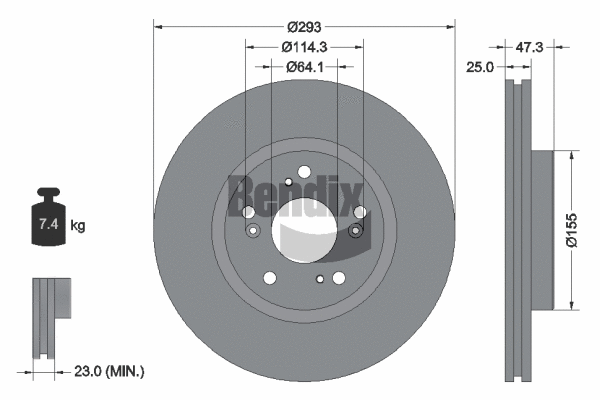 BDS1733 BENDIX Braking Тормозной диск (фото 1)