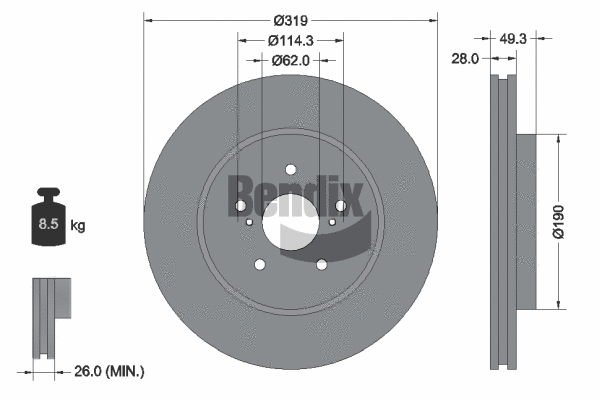 BDS1752 BENDIX Braking Тормозной диск (фото 1)