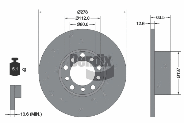 BDS1765 BENDIX Braking Тормозной диск (фото 1)