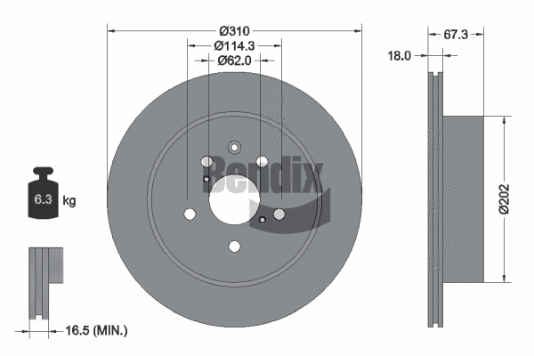 BDS1768 BENDIX Braking Тормозной диск (фото 1)