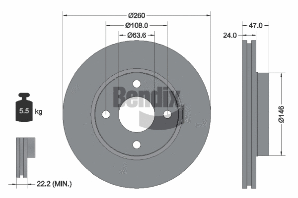 BDS1782 BENDIX Braking Тормозной диск (фото 1)