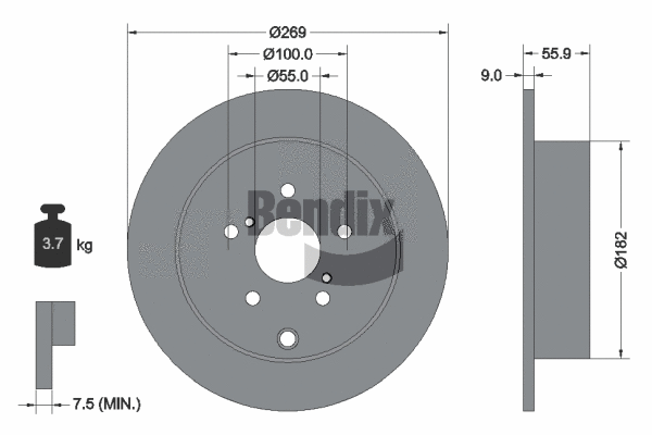 BDS1788 BENDIX Braking Тормозной диск (фото 1)