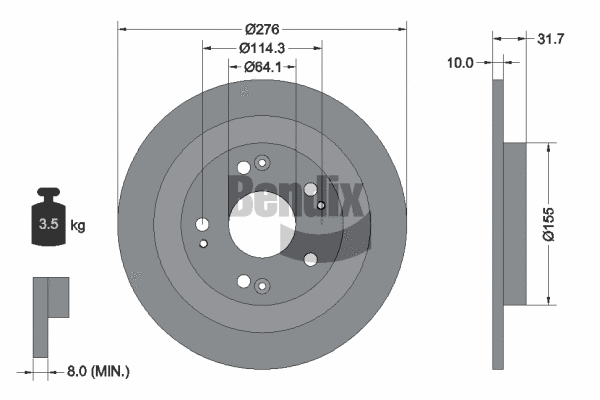BDS1792 BENDIX Braking Тормозной диск (фото 1)