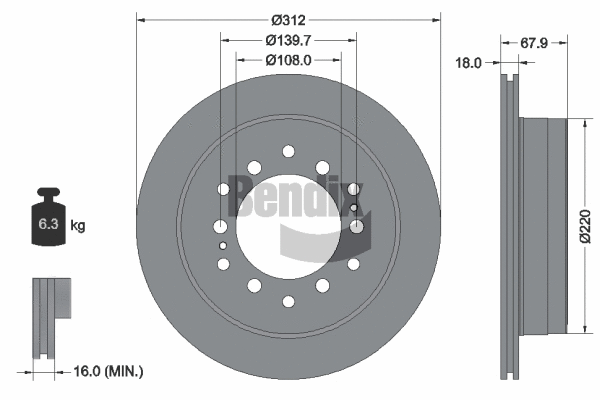 BDS1794 BENDIX Braking Тормозной диск (фото 1)