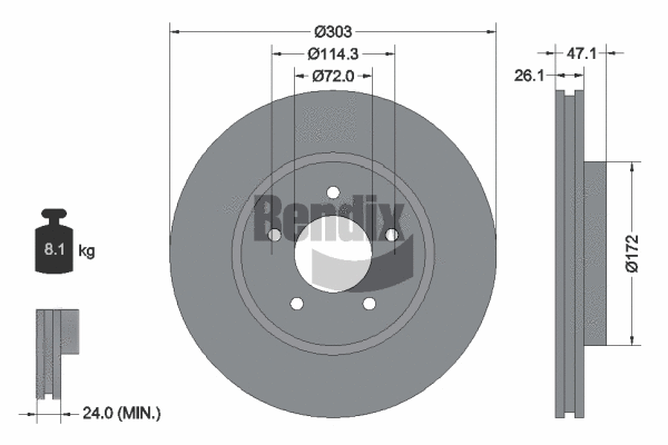 BDS1803 BENDIX Braking Тормозной диск (фото 1)