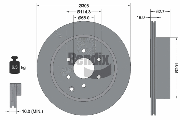 BDS1804 BENDIX Braking Тормозной диск (фото 1)