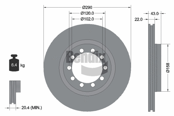 BDS1808 BENDIX Braking Тормозной диск (фото 1)