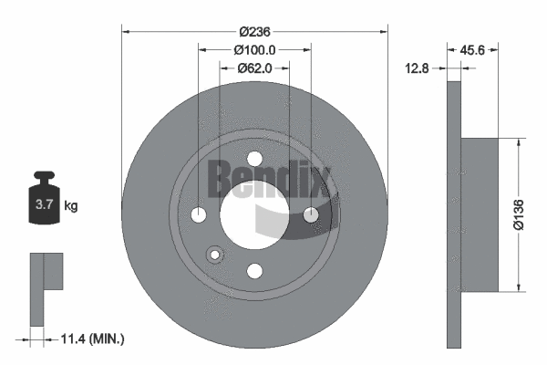 BDS1809 BENDIX Braking Тормозной диск (фото 1)