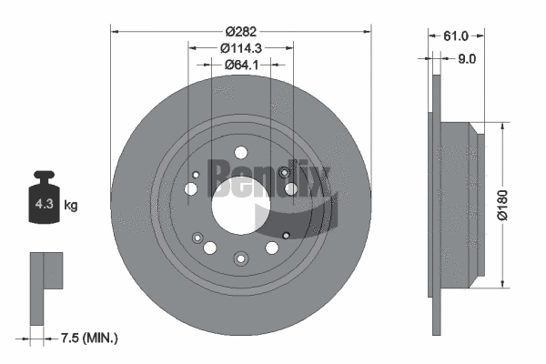 BDS1818 BENDIX Braking Тормозной диск (фото 1)