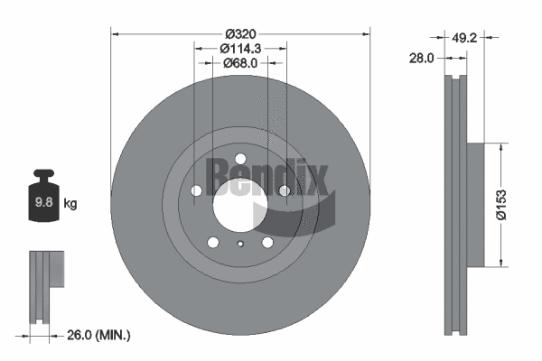 BDS1822HC BENDIX Braking Тормозной диск (фото 1)