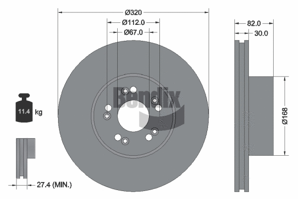 BDS1826 BENDIX Braking Тормозной диск (фото 1)