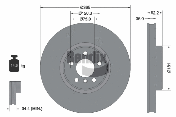 BDS1832HC BENDIX Braking Тормозной диск (фото 1)