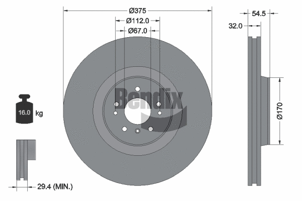 BDS1834 BENDIX Braking Тормозной диск (фото 1)