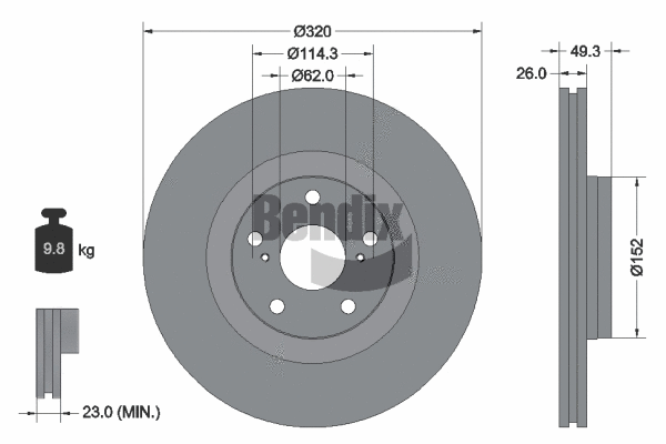 BDS1839 BENDIX Braking Тормозной диск (фото 1)