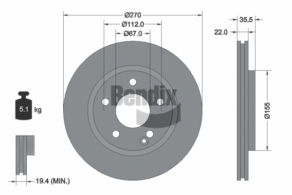 BDS1846 BENDIX Braking Тормозной диск (фото 1)