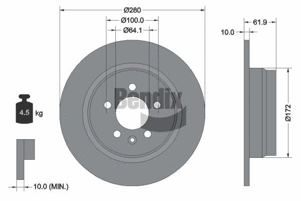 BDS1852 BENDIX Braking Тормозной диск (фото 1)