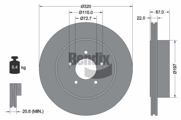 BDS1853HC BENDIX Braking Тормозной диск (фото 1)