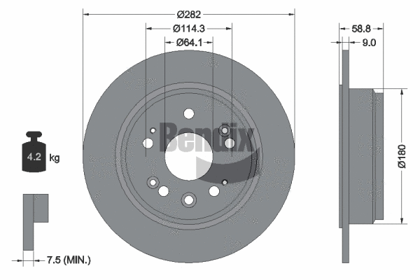 BDS1859 BENDIX Braking Тормозной диск (фото 1)