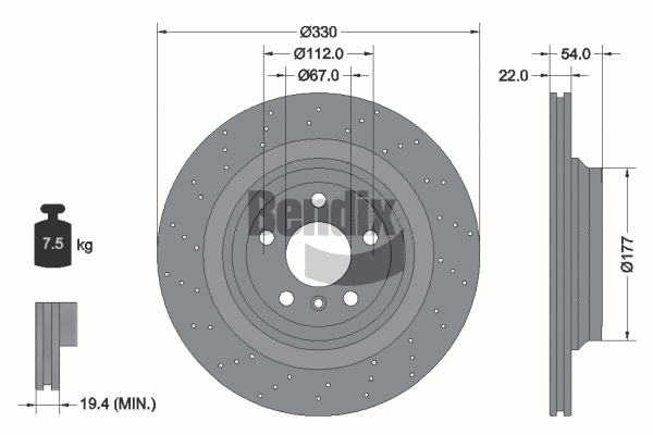 BDS1860HC BENDIX Braking Тормозной диск (фото 1)