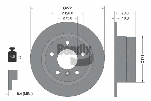 BDS1863 BENDIX Braking Тормозной диск (фото 1)
