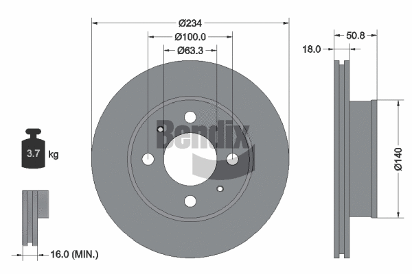 BDS1869 BENDIX Braking Тормозной диск (фото 1)