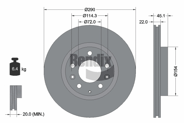 BDS1878 BENDIX Braking Тормозной диск (фото 1)