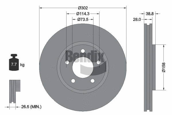 BDS1886 BENDIX Braking Тормозной диск (фото 1)