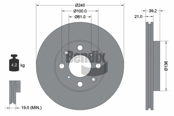 BDS1894 BENDIX Braking Тормозной диск (фото 1)