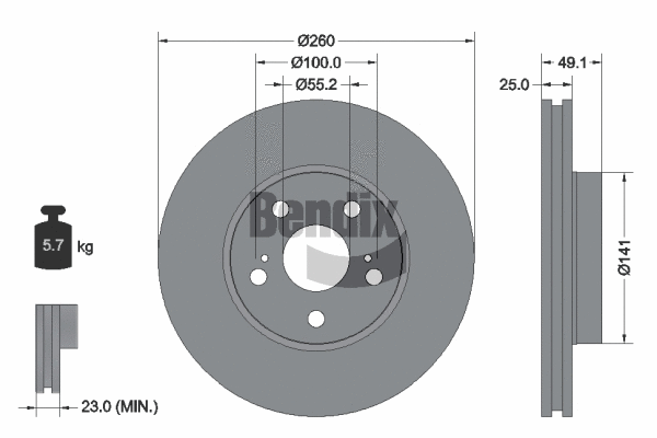 BDS1900 BENDIX Braking Тормозной диск (фото 1)