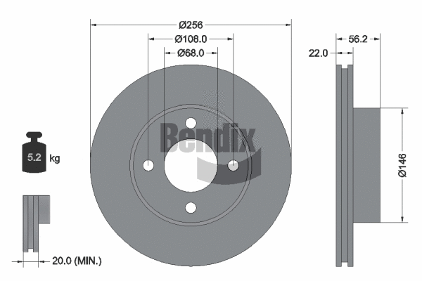 BDS1901 BENDIX Braking Тормозной диск (фото 1)