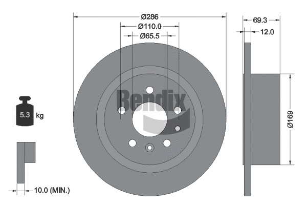 BDS1902 BENDIX Braking Тормозной диск (фото 1)