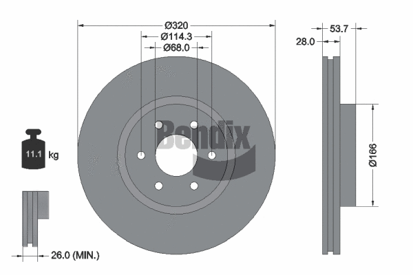 BDS1905 BENDIX Braking Тормозной диск (фото 1)