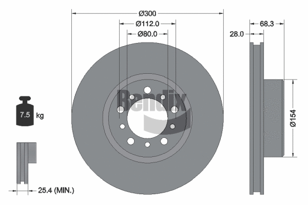 BDS1911 BENDIX Braking Тормозной диск (фото 1)