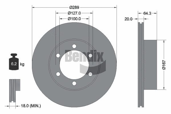 BDS1929 BENDIX Braking Тормозной диск (фото 1)